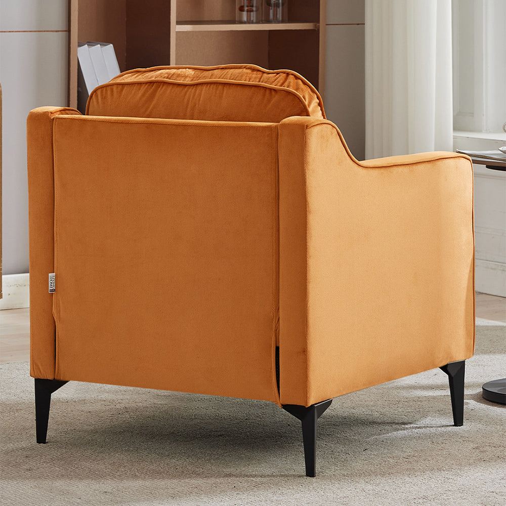 Contemporary Upholstered Armchair – Velvet Accent Chair For Living Room Or Study | Orange
