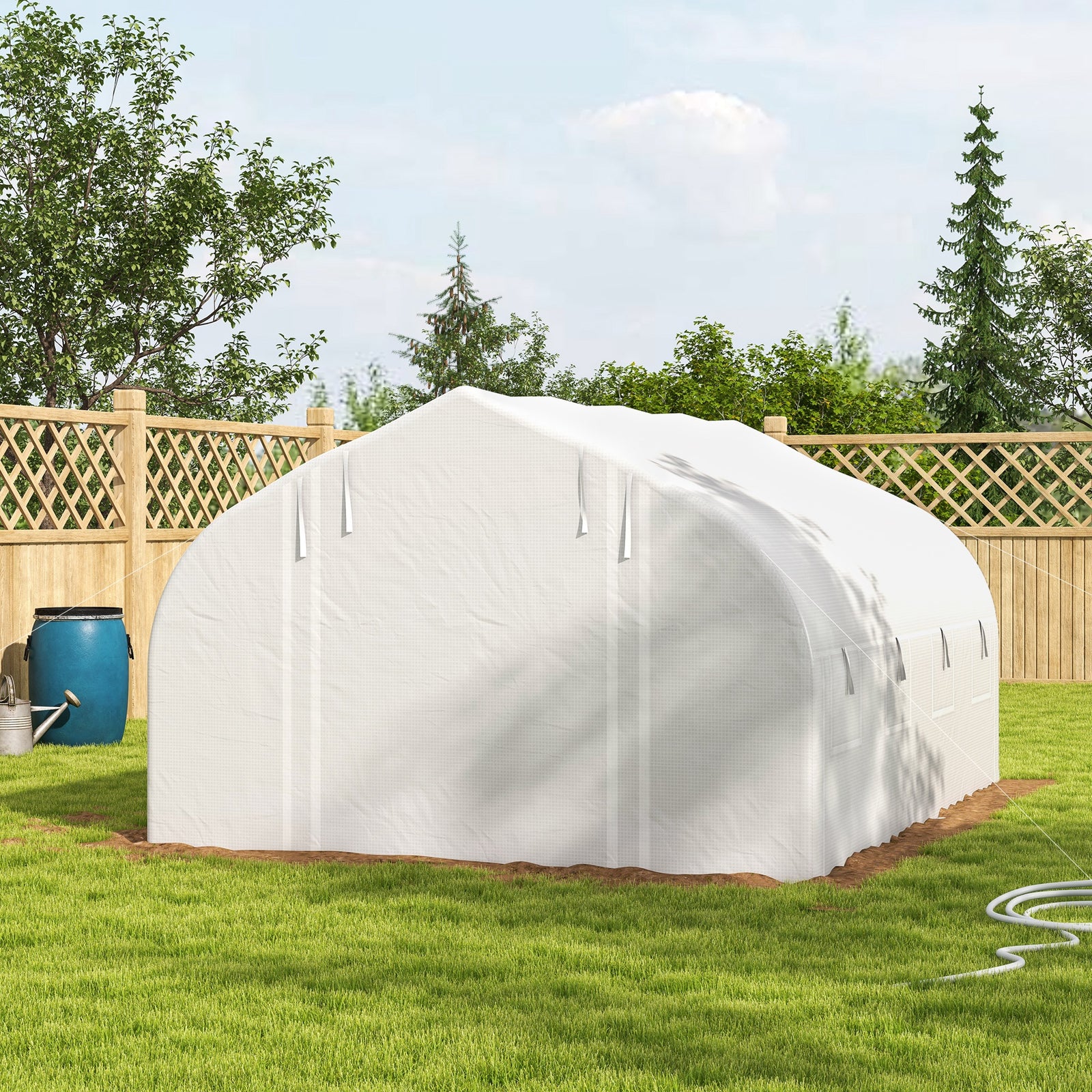 4x3m Polytunnel Greenhouse W/ Sidewalls & Door
