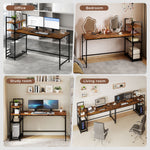 Computer Desk Study Table Home Office Workstation With 4-tier Shelf 160cm | Brown