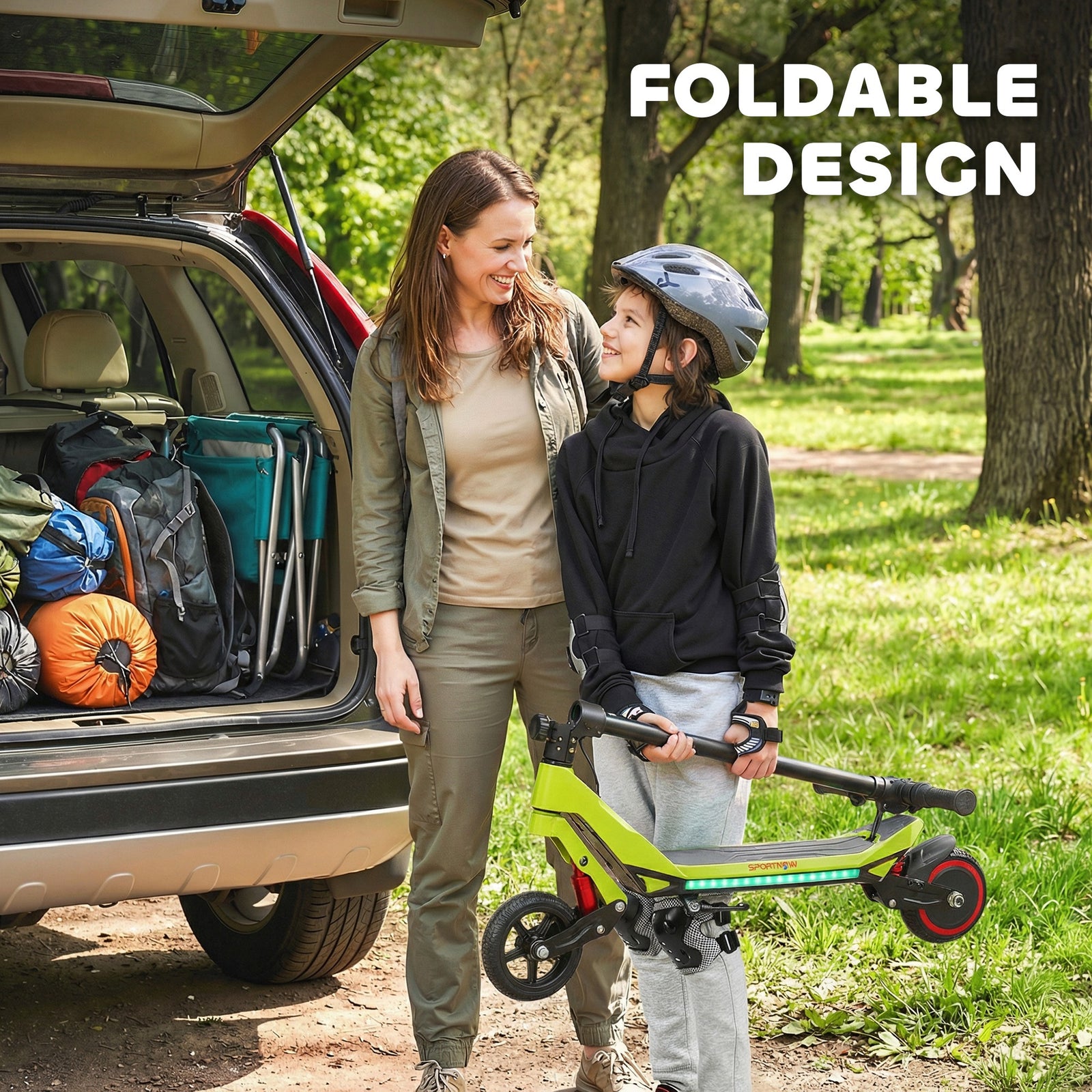 Electric Scooter For Kids, Foldable E Scooter For Age Age 6+ | Green
