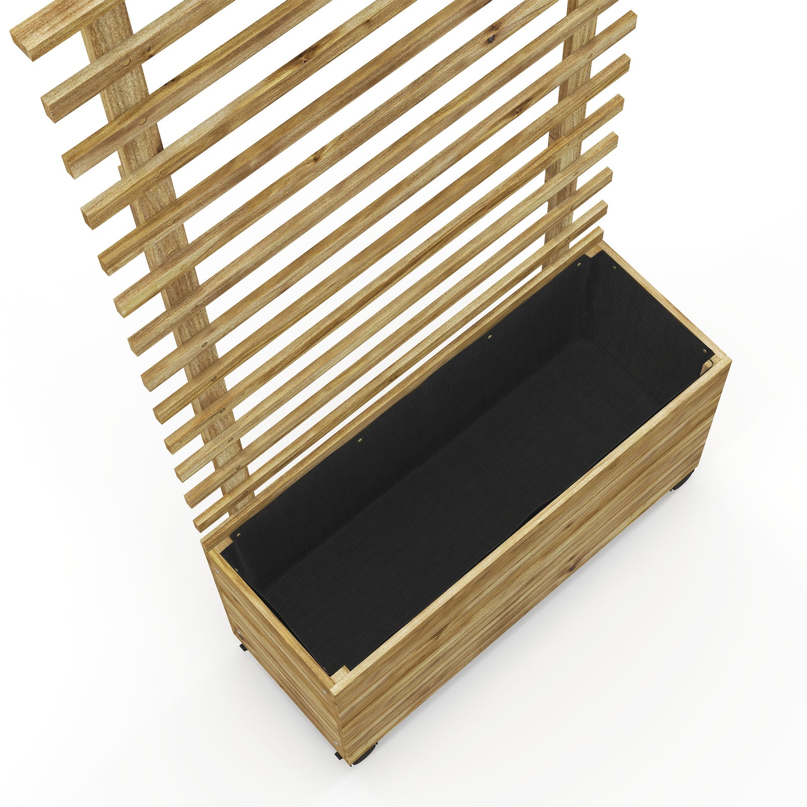 Wooden Planter Box With Trellis Natural