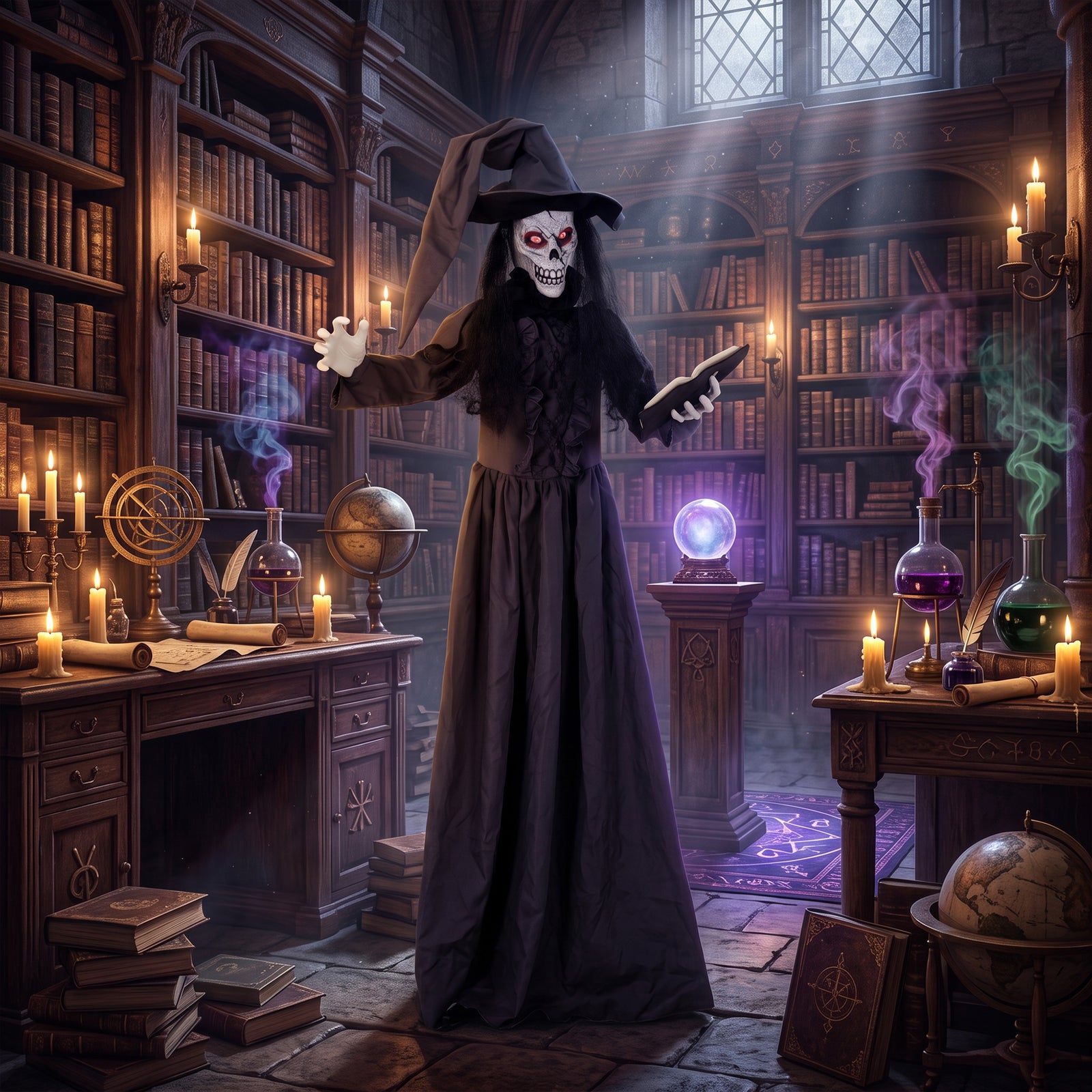 HOMCOM 180cm Life Size Animated Witch Halloween Decoration Outdoor Indoor