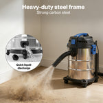 Wet Dry Vacuums Cleaner 30l Wheeled Powerful Compact Cleaning Handheld | Silver
