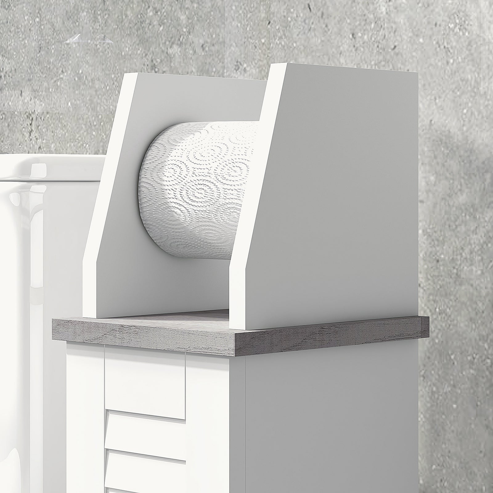 Slim Toilet Roll Storage Unit With Cupboard Adjustable Shelf
