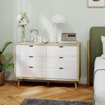 HOMCOM Storage Cabinet With 6 Drawers And 5 Legs, High Gloss White