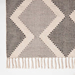 Malmo Handwoven Grey & Black Cotton Textured Rug | 120cm x 180cm | Grey & White