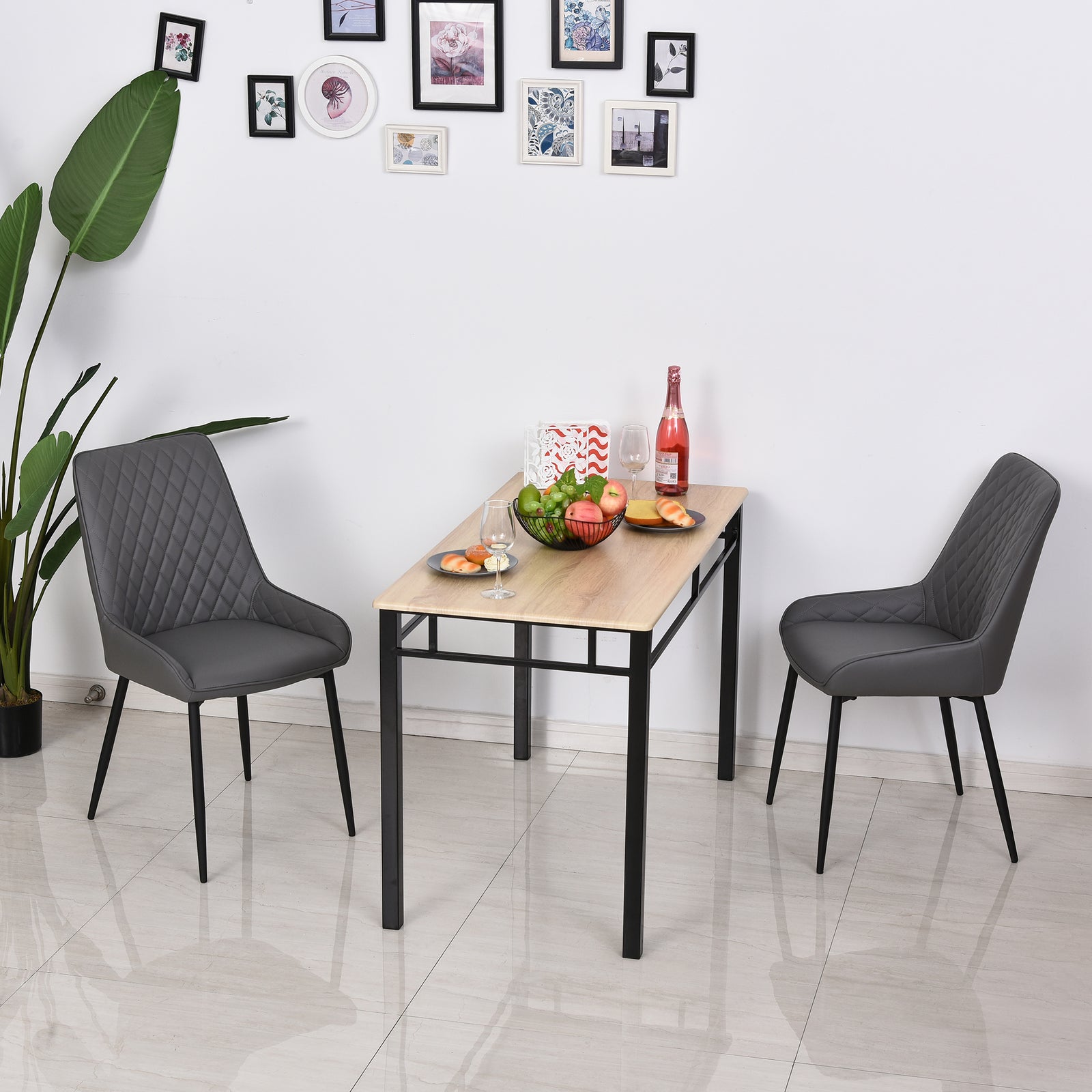 Quilted Pu Leather Dining Chairs, Metal Frame