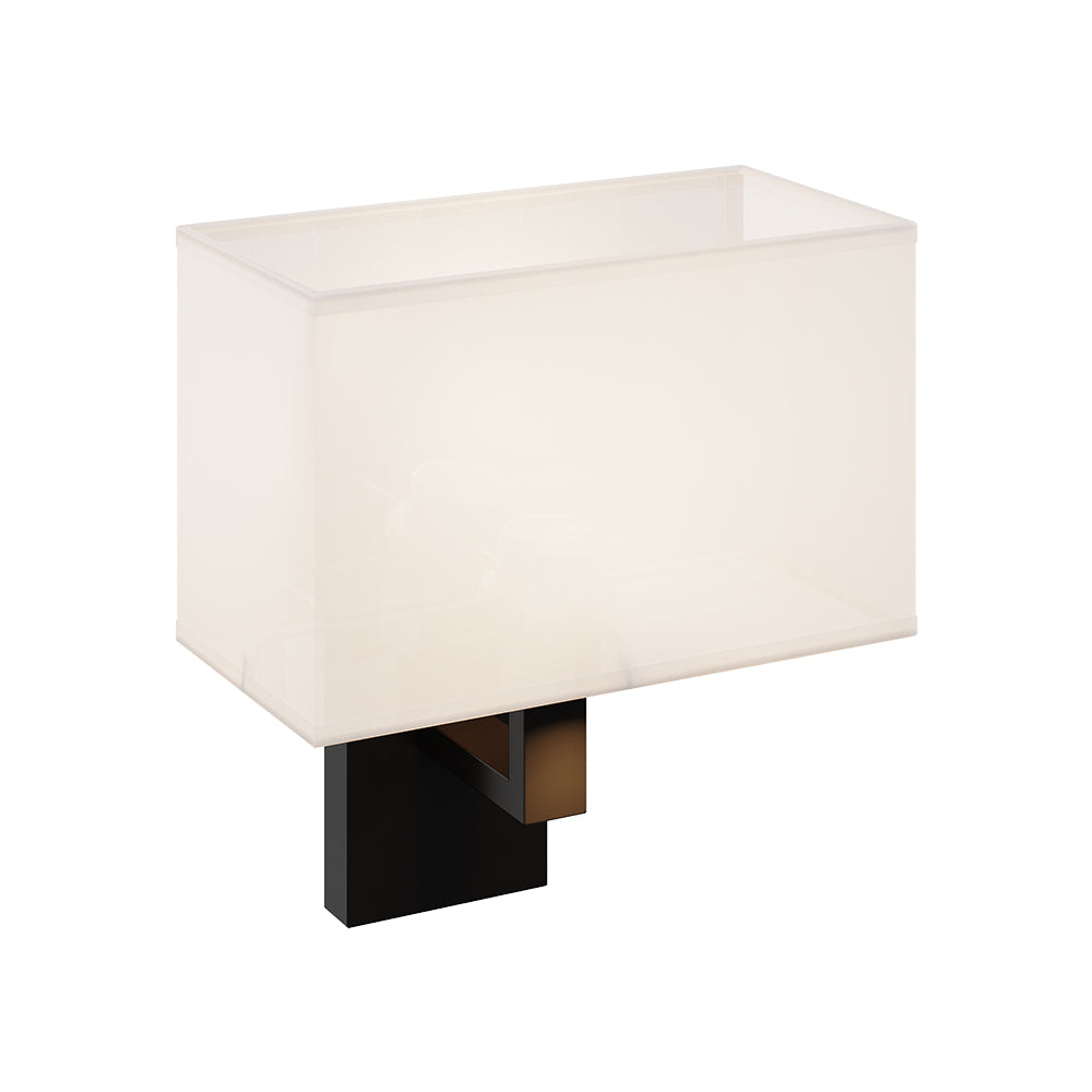 Nordic-inspired Wall Lamp With Black Iron Frame And White Fabric Shade – Elegant Lighting