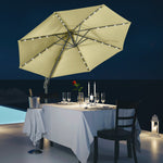 3m Led Cantilever Parasol W/ Solar Lights & Base
