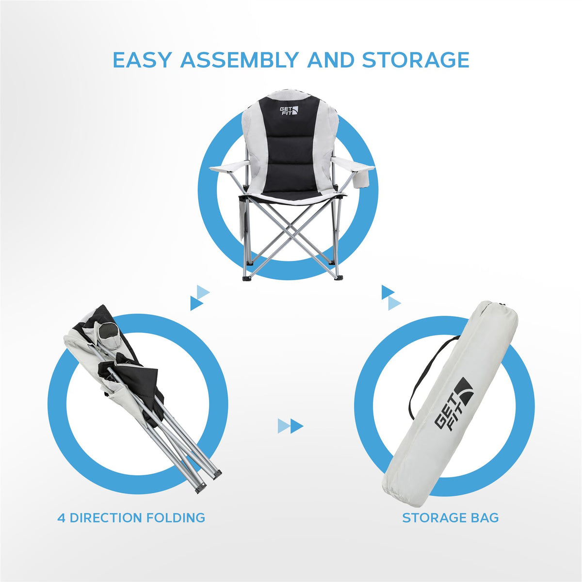Premium Camping Chair - Thick Padded Folding Chair For Adults With Magazine Pocket, Cup Holder & Carry Bag - Lightweight 3kg - Heavy Duty Foldable Picnic Chair | Set of 2