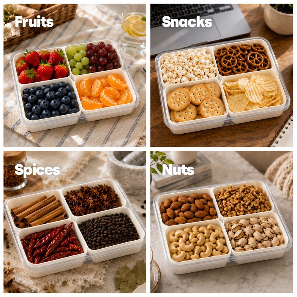 Livivo 4 Compartment Snack Organiser Box Bpa Free Container