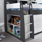 Ersa Mid Sleeper Bed With Desk With Spring Mattress | Single | Grey