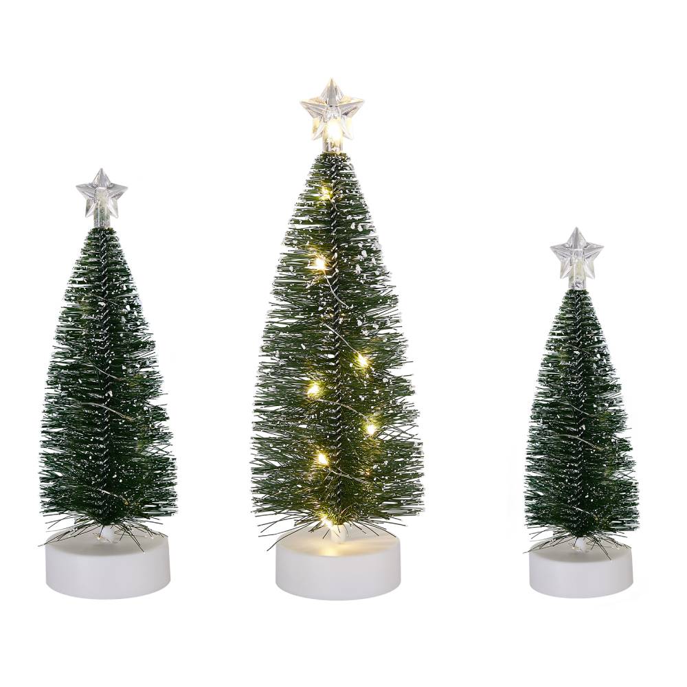 3pcs Mini Christmas Tree Set With Led Lights – Warm Glow, Cozy & Romantic Ambiance