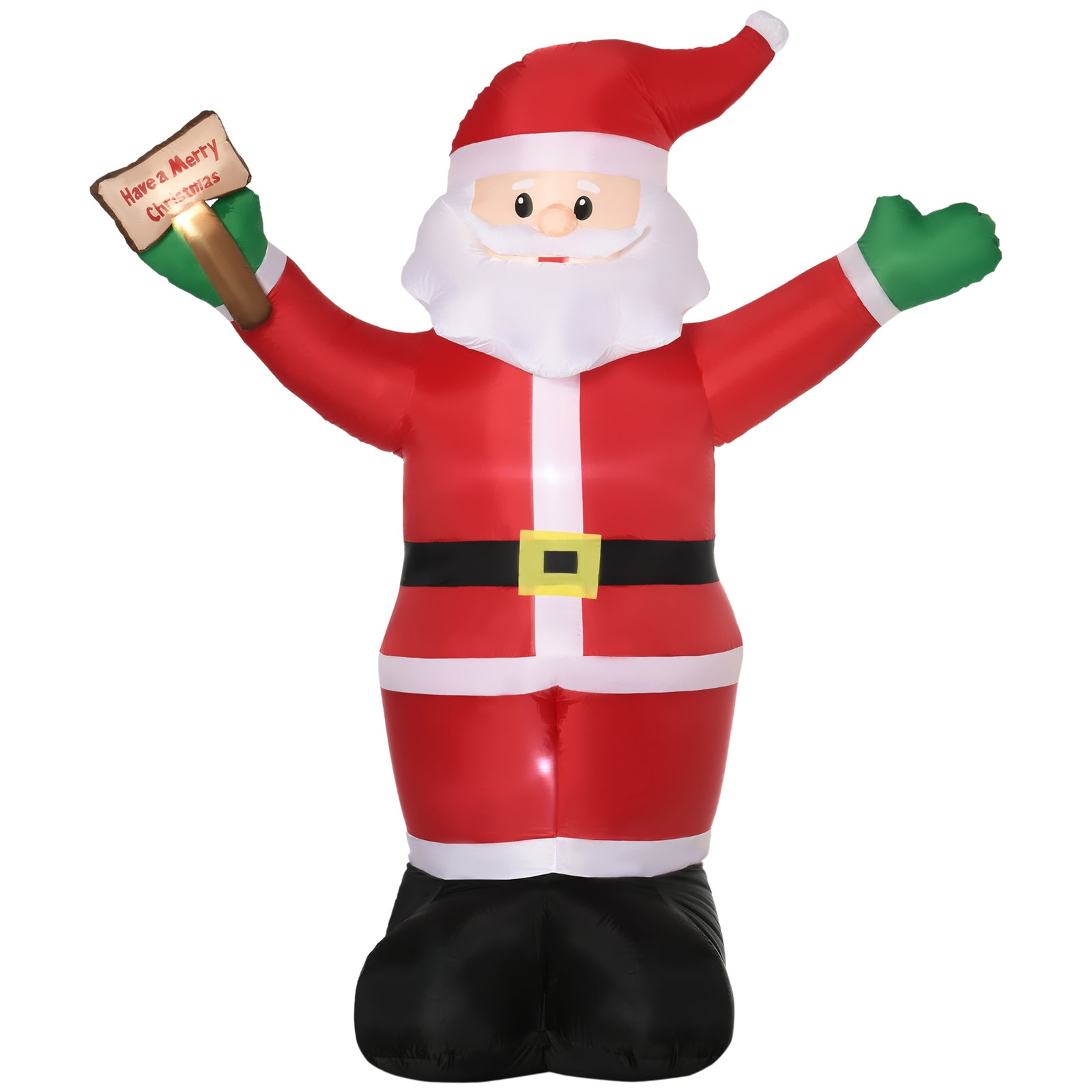 8ft Inflatable Christmas Santa Claus Holds Light Sign Of Led