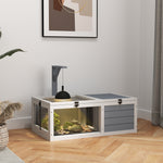 Pawhut Tortoise Enclosure W/ Run, Lamp Holder, Pull Out Trays, Hideaway