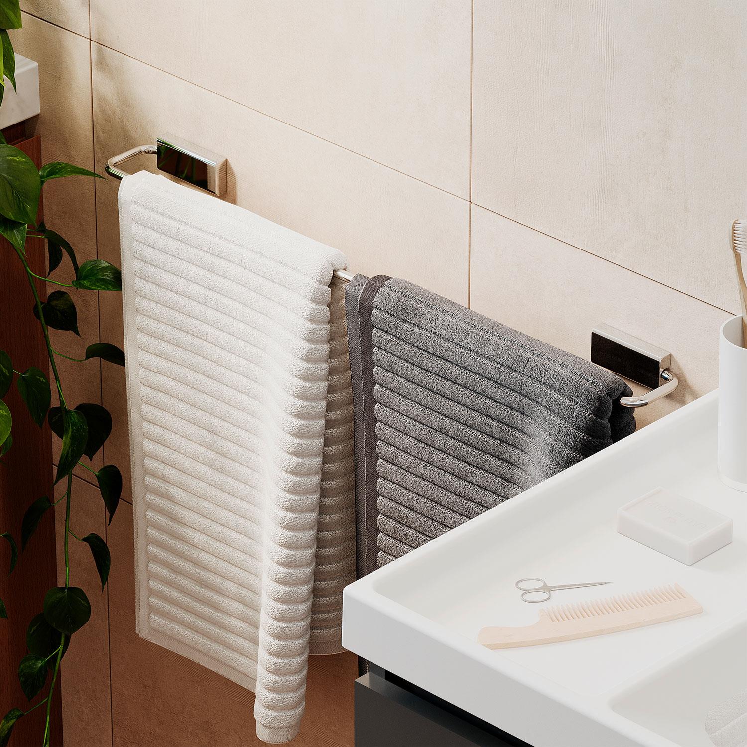 Towel Rail 60cm Screw-in Or Self-adhesive, Chrome Silver, Next Collection