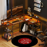 L Shaped Gaming Desk W/ Led Lights And Power Outlets