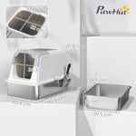 Stainless Steel Litter Box, Enclosed Metal Litter Tray With Scoop