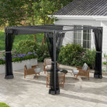 Retractable Pergola Canopy With Netting, Metal Frame | Medium | Dark Gray
