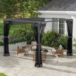 Retractable Pergola Canopy With Netting, Metal Frame | Medium | Dark Gray