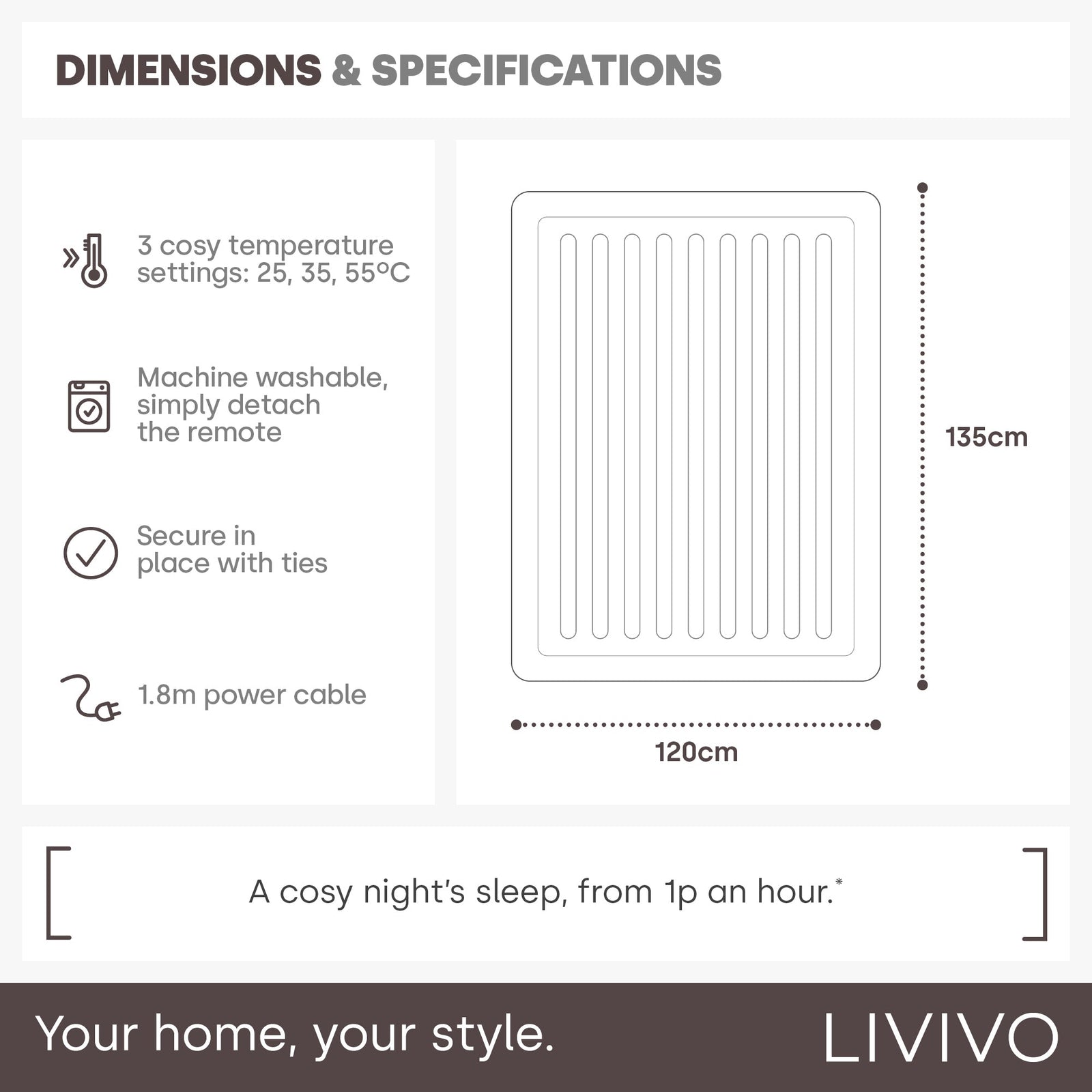 Electric Under Blanket | Double | White