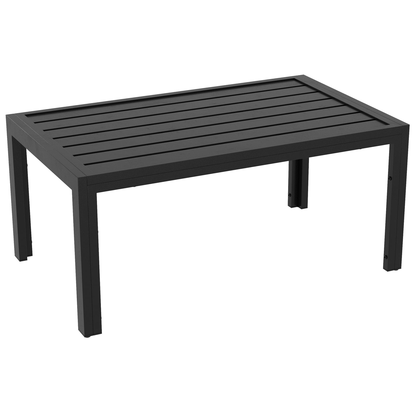 Outdoor Coffee Table Rectangle Patio Table W/ Steel Tabletop