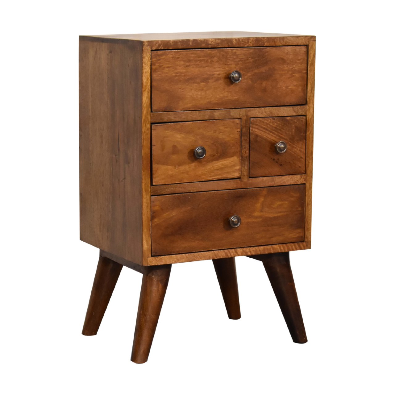 Solid Wood 4 Drawer Multi Chestnut Bedside