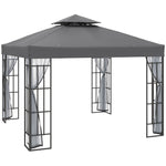 3 X 3(m) Patio Gazebo Canopy Garden Pavilion W/ 2 Tier Roof | Grey