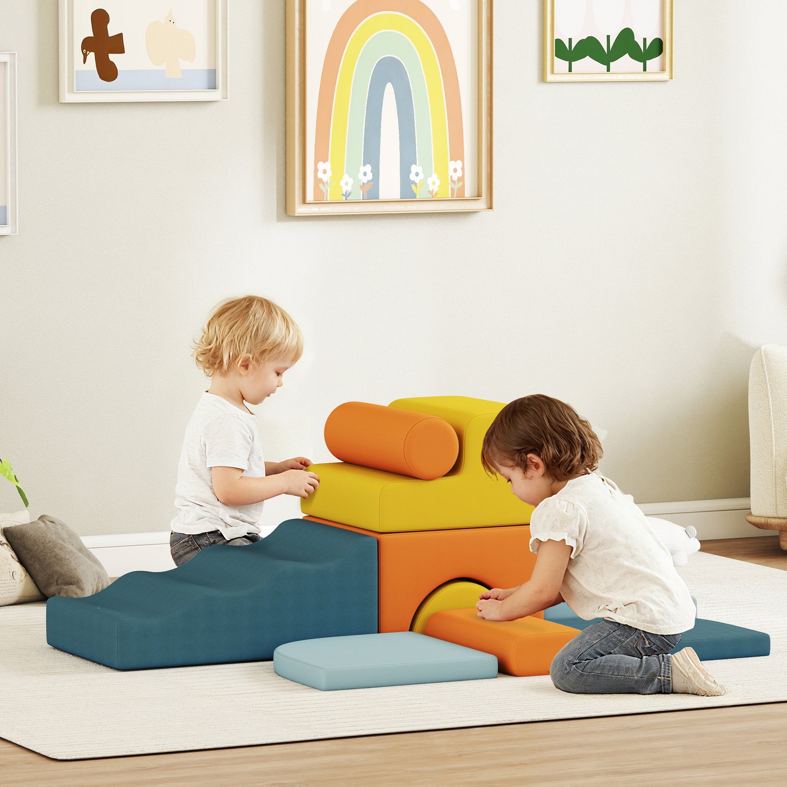 AIYAPLAY 9-piece Soft Play Set With Detachable Cover For Kids Motor Skills