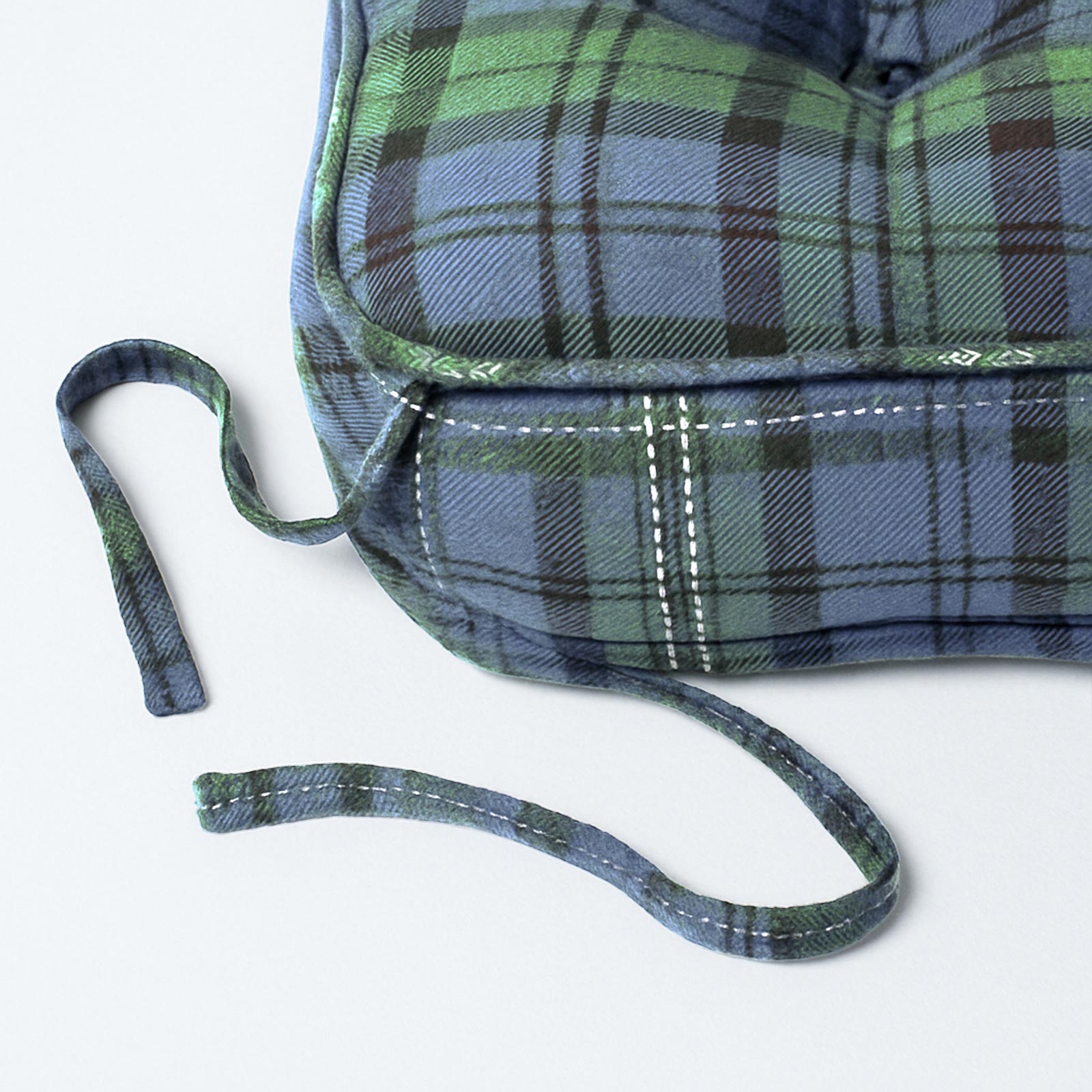 Tartan Check Cotton Dining Chair Booster Cushion | 40cm x 40cm | Blackwatch
