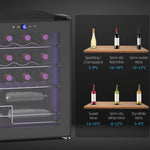 16 Bottle Wine Cooler With Adjustable Temperature Control, Black