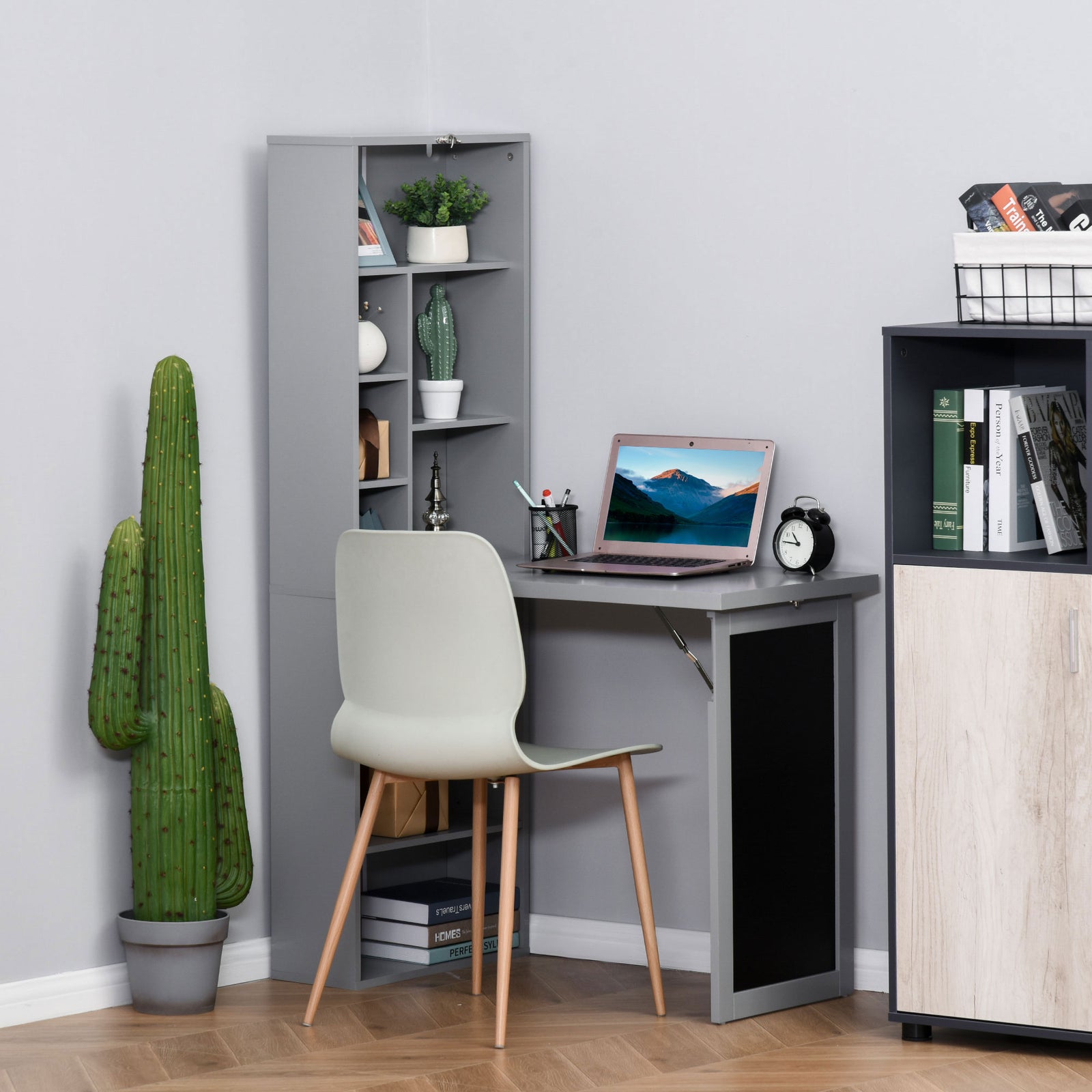 Convertible Desk W/ Blackboard Multi-function Computer | Charcoal Gray