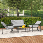 4-piece Grey Garden Sofa Set With Table