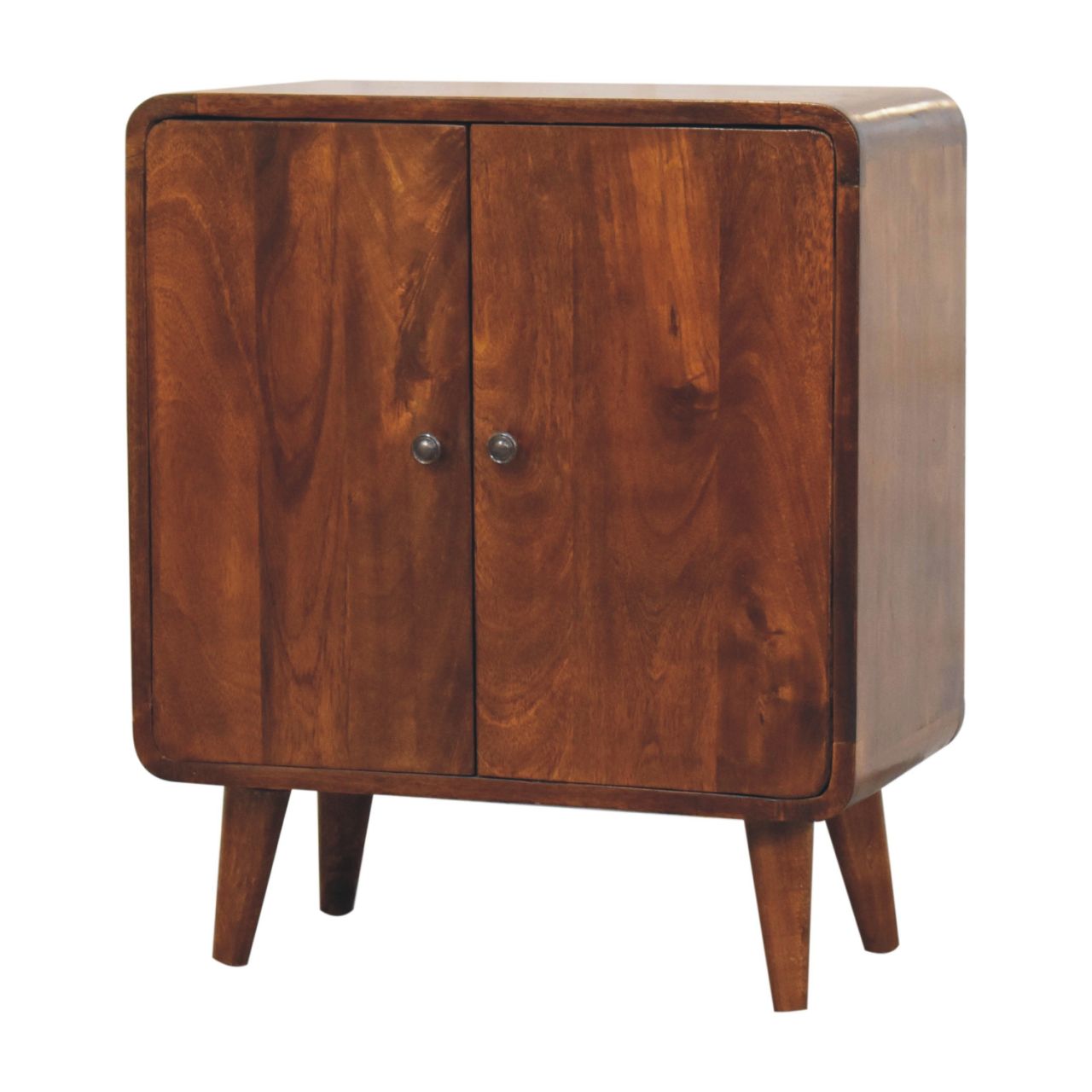Solid Wood Mini Classic Chestnut Cabinet, Brown, 2 Doors