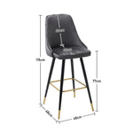 Set Of 2 Modern Upholstered Velvet High Chairs Bar Stools