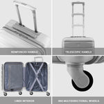 55x40x20cm Lightweight Luggage Hard Shell Cabin Suitcase 60+ Airlines Approved - Carry On Case - 4 Wheels | 55 x 40 x 20cm | Silver