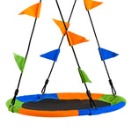Saucer Tree Swing Metal Tube Adjustable Rope Garden Blue Green Orange