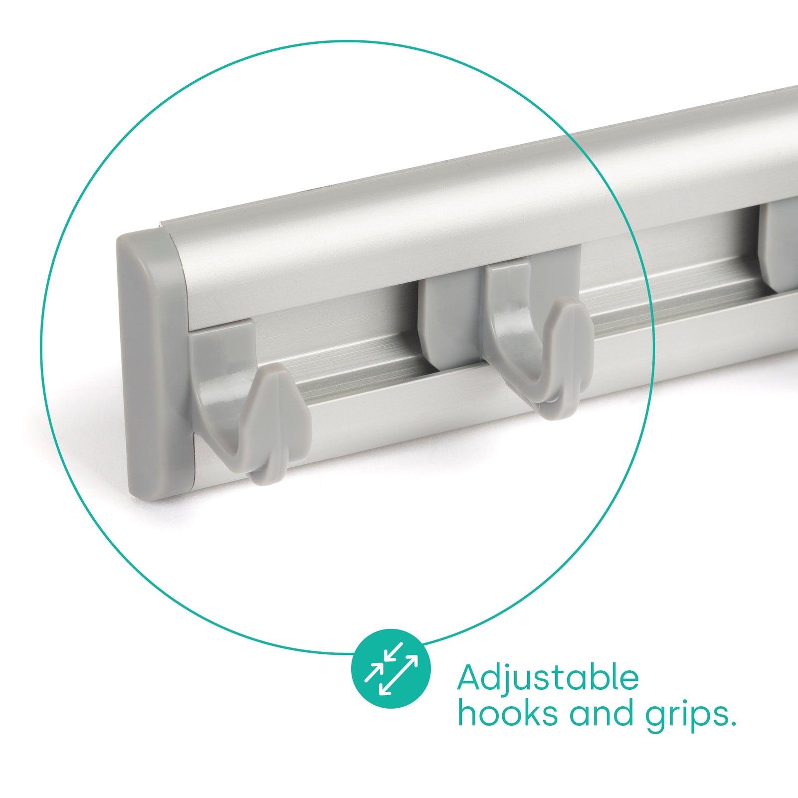Wall Mounted Mop & Broom Holder - Grey