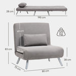 2-in-1 Folding Sofa Bed With 5-level Adjustable Backrest, Grey