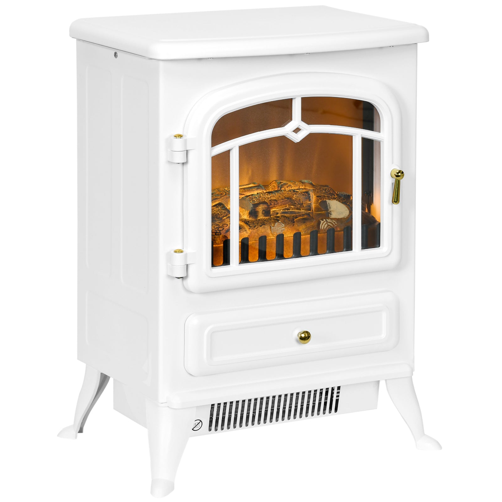 Fireplace Stove Heater Log Burning Flame Electric 950/1850w | One Size | White