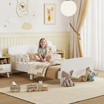 Kids Toddler Bed Frame With Safety Side Rails For 3-8 Years, White