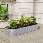 240/320cm W X 80cm D X 56cm H Large Raised Garden Bed Kit Oval-shaped Galvanized Steel Raised Garden Bed With Safety Edging & Ground Stakes | Small | Galvanized Silver