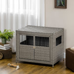 PawHut Pawhut Wicker Dog Cage Crate W/ Cushion For Medium Large Dogs, 85 X 61 X 70 Cm