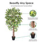 Artificial Handcrafted Ficus Tree With Real Wood Trunk | 6ft | Multi Colour