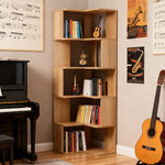 5-tier/6-tier Wooden L-shaped Corner Storage Shelf | Small Double | Natural