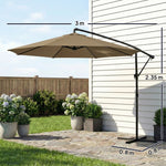3 M Garden Cantilever Parasol With Cover, Rotation | Khaki