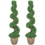 HOMCOM Topiary Spiral Boxwood Trees In Pot Set Of 2