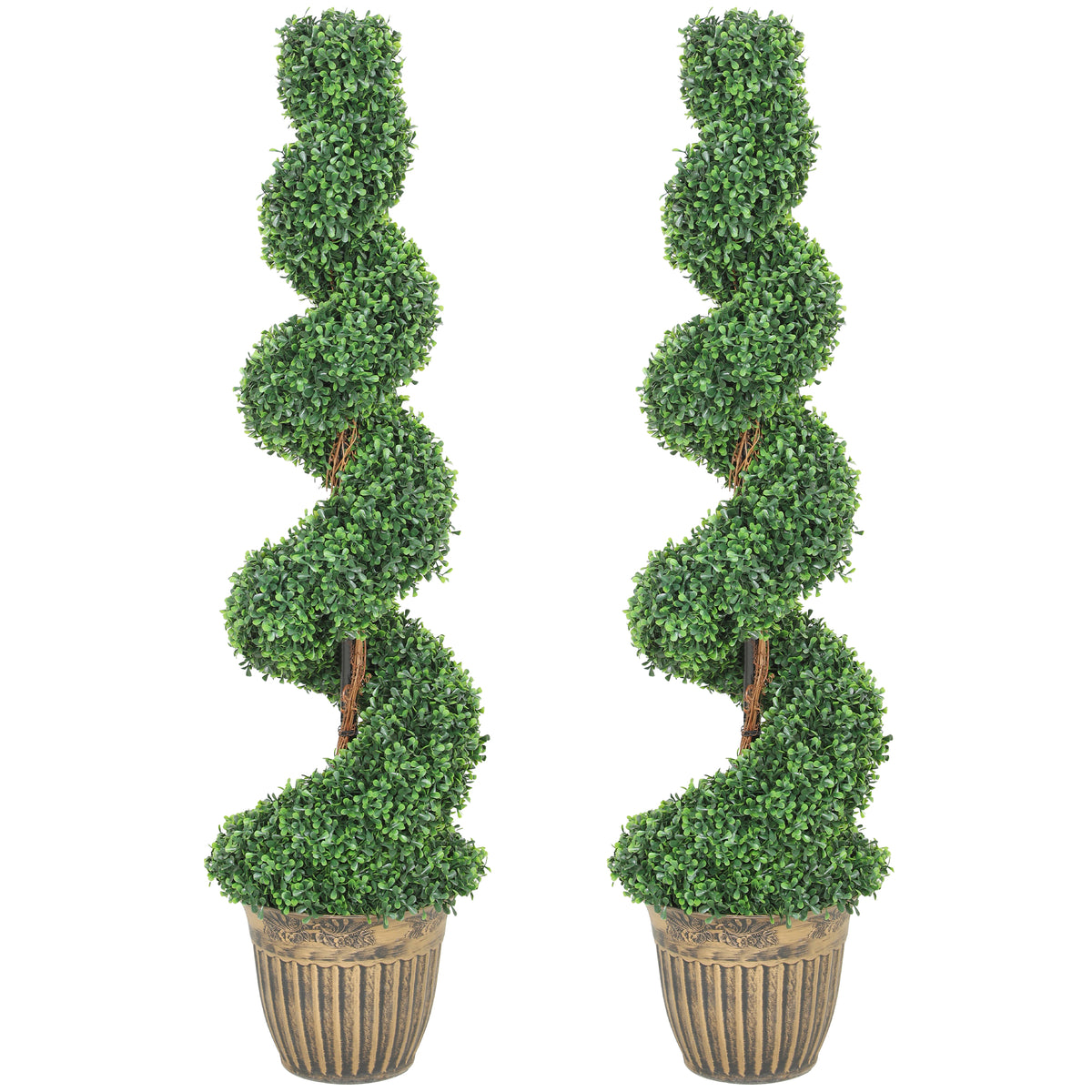 HOMCOM Topiary Spiral Boxwood Trees In Pot Set Of 2