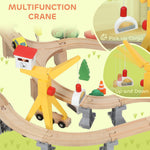 AIYAPLAY 133 Piece Wooden Train Set, Toy Train Set With Crane For 3+ Years