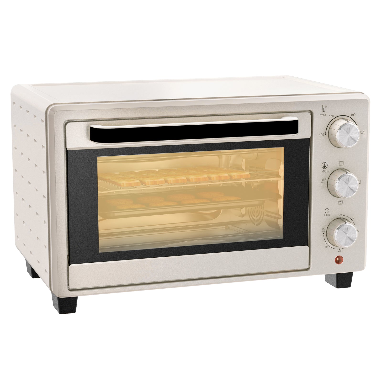 Mini Oven 21l Electric Grill With Adjustable Temp Timer | One Size | Cream